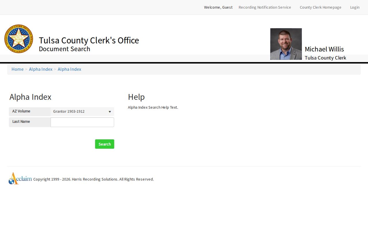 Jenks previous residents research using the Tulsa County grantor grantee alpha index