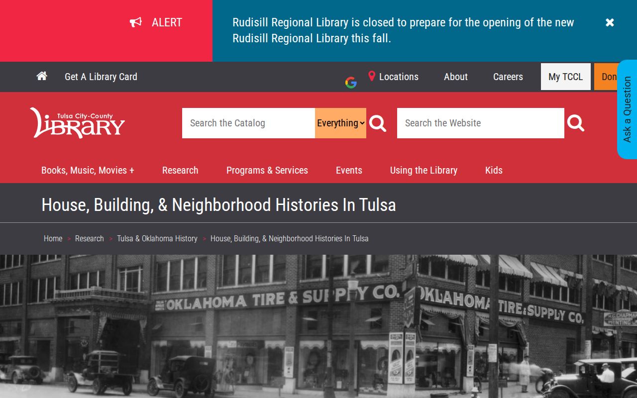 Jenks previous residents house history workflow at Tulsa City County Library
